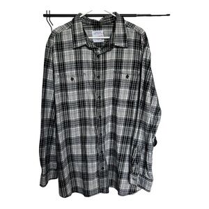 George & Martha‎ Mens Shirt Authentic Button Front Yarn Dyed Plaid 3XL white blk